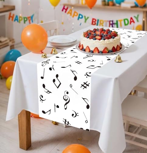12 Pcs Music Notes Table Runner Plastic 14 x 108 Disposable for Party