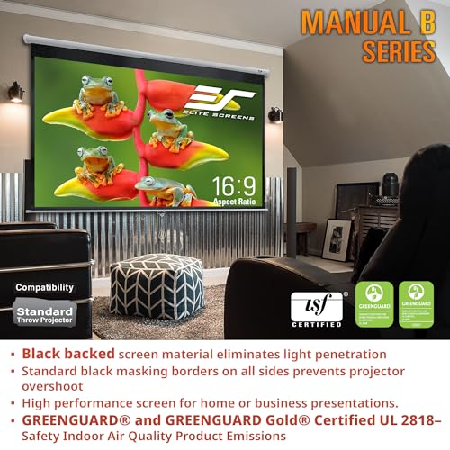 100-Inch Manual Pull-Down Projector Screen 16:9 HD 4K 8K Ultra HDR Home Theater