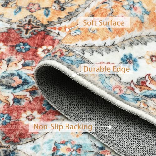 8x10 Cream Moroccan Trellis Washable Area Rug - Vintage Pattern, Non-Slip, Pet Friendly