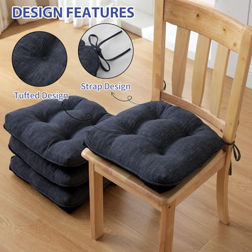 IPYNBAP Navy Chair Cushions Set of 4 15.5x15.5x4 inch Non-Slip Dining Seat Pads