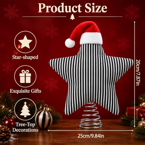 Suncalla Black and White Gothic Star Christmas Tree Topper - Nightmare Variant