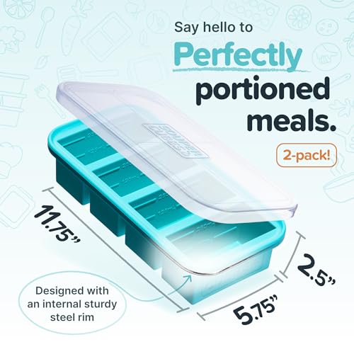 Souper Cubes 1 Cup Silicone Freezer Molds with Lids - Aqua 2-Pack