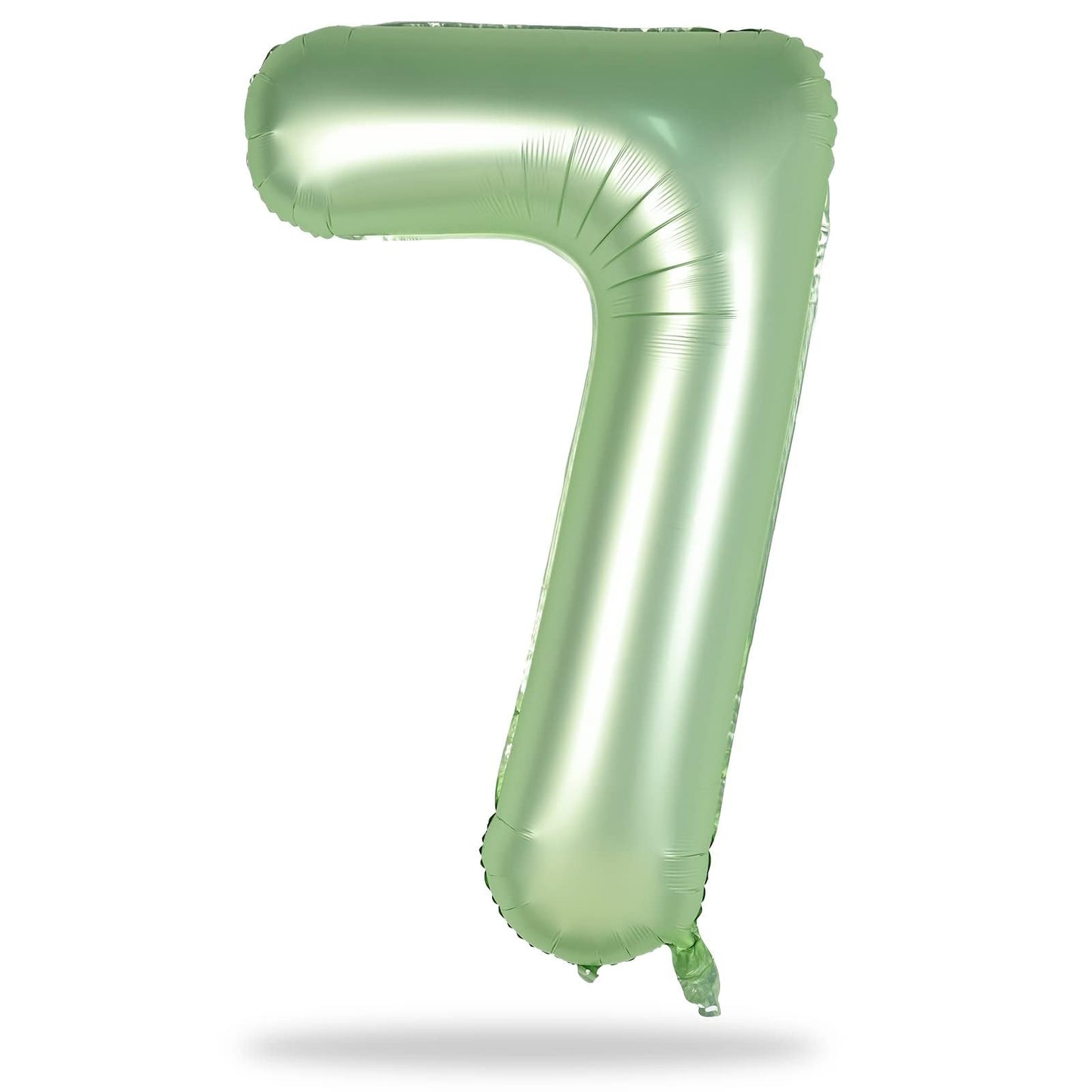 Sage Green Foil Balloon Number 7, 40'' Giant Self Inflating Number Balloons Set 0-9, Large Olive Green Number 7 Helium Balloon for Girls Boys 7th Birthday Jungle Safari Party Decorations Supplies