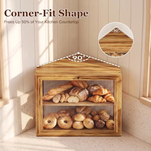Corner Bread Box for Kitchen Countertop, Large Capacity Storage