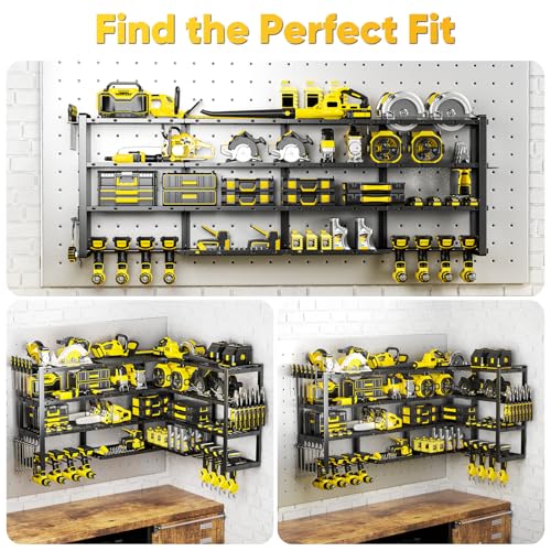 POKIPO 64" W Power Tool Wall Mount Organizer Heavy Duty Garage Storage Rack