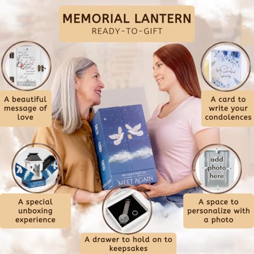Memorial Lantern with Photo Frame & Keepsake Drawer - Copper | Sympathy Gift