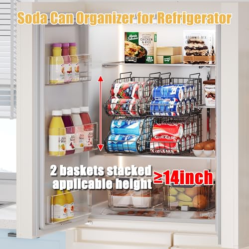 Sonyabecca 4-Pack Stackable Can Rack Organizer for Kitchen Pantry, Black