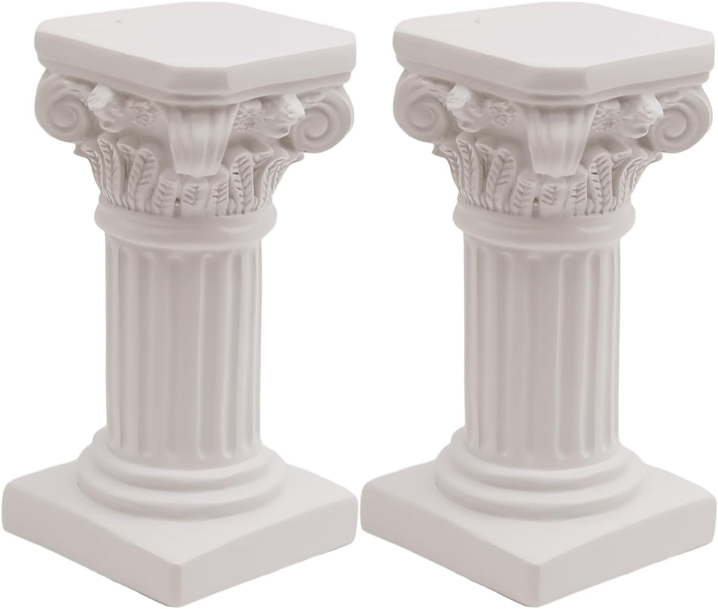 Saihisday White Roman Pillar Statues - Mini Greek Columns Candle Holders | 3.9" D x 7.5" W x 7.5" H