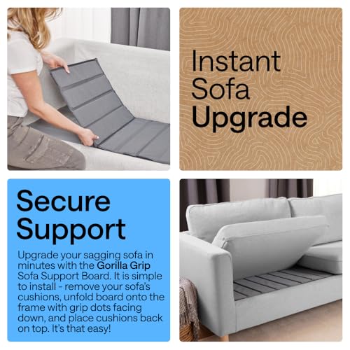 GORILLA GRIP Grey Sofa Cushion Support Board 21.5x70 for Sagging Couch