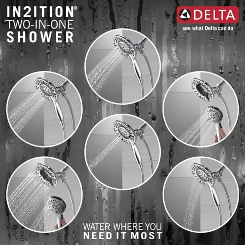 Chrome Dual Shower Head with Handheld Spray - 4 Spray Options, 1.75 GPM