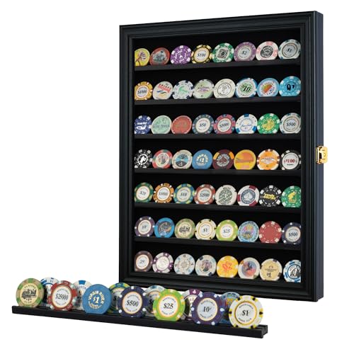 DisplayGifts Black 7-Tier Military Challenge Coin & Medal Display Case