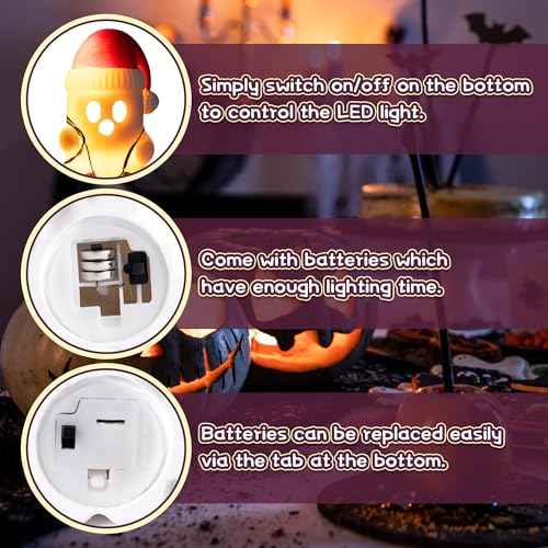 Christmas Ghost Decor - Halloween White Ghost with Santa Hat Led Night Light Little Boo Figurine Statue Festival Lamp Table Topper Decoration for Home Garden Room Halloween Xmas Decor Supplies