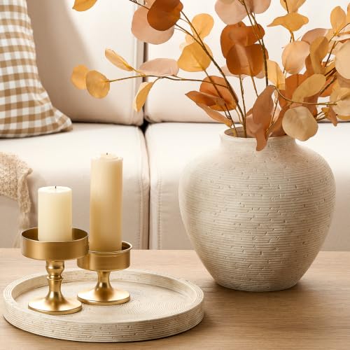 Vanselia Rustic Ceramic Flower Vase - Large 10-Inch Farmhouse Table Decor
