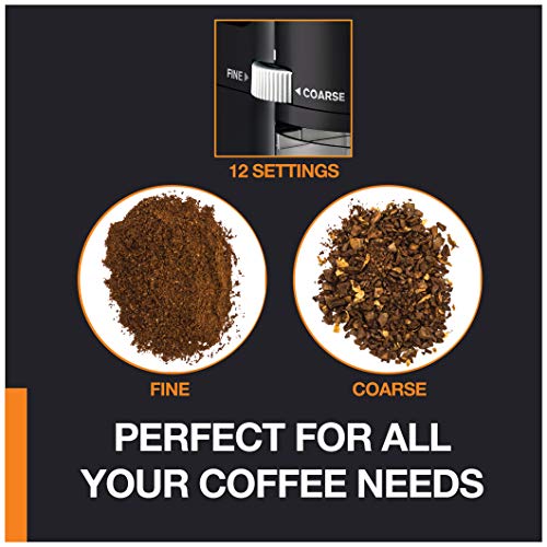 KRUPS Coffee Grinder 12 Settings, 8oz Capacity, Auto-Stop, Easy Clean - Black + Silver