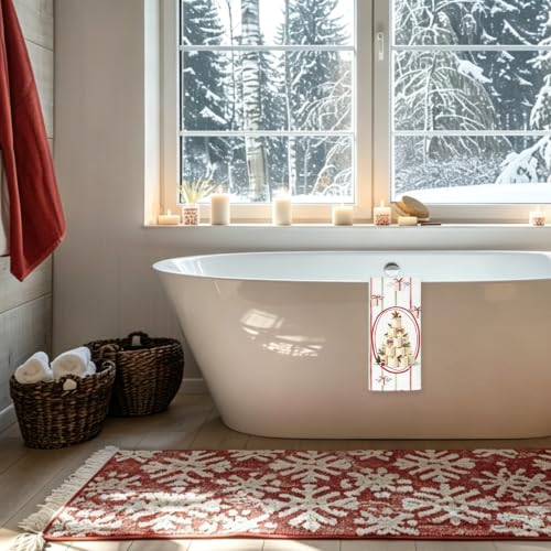 TLOJG Christmas Tree Hand Towel 16x24 in - Microfiber Kitchen & Decor Towel (Roll of Paper variant)