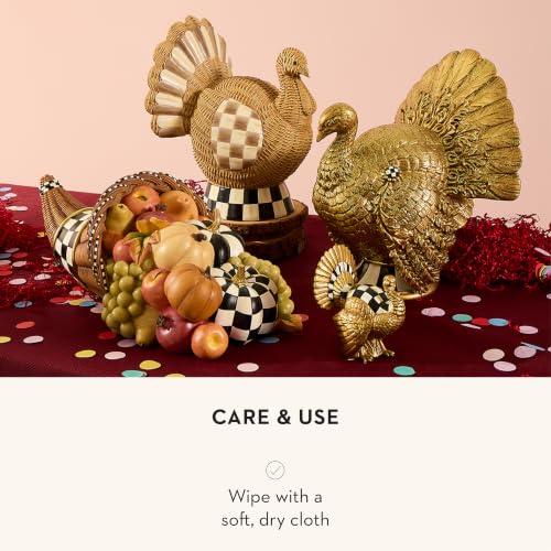 Mini Gold Turkey Figurine - MacKenzie-Childs Resin Fall Decor, Courtly Check