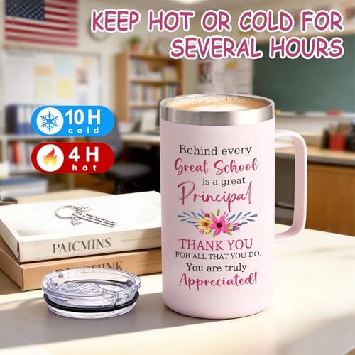 Qtencas 20 oz Rose Quartz Principal Appreciation Coffee Mug with Keychain - Retirement & Birthday Gift
