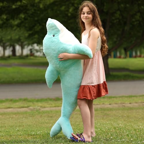 MaoGoLan 47 inch Giant Dolphin Stuffed Animal for Kids Toddlers, Plush Dolphin Body Pillow for Girls - Gift for Adults Girlfriend Women Christmas Easter Valentine's Day