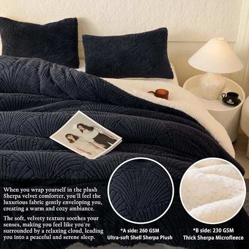 Grey Seashell Jacquard Sherpa Comforter Set - Full/Queen 3 Pieces