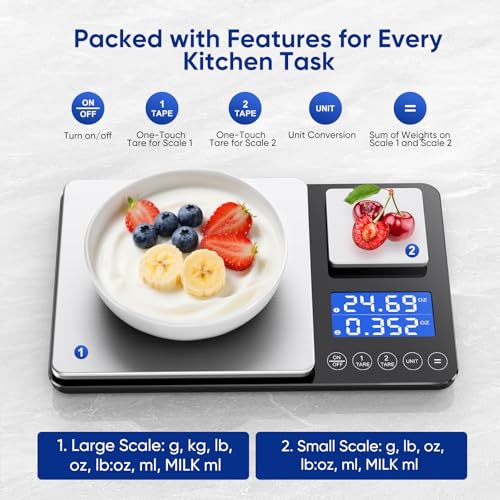 Dual Platform Food Kitchen Scale with 0.01g/0.001oz High Precision,