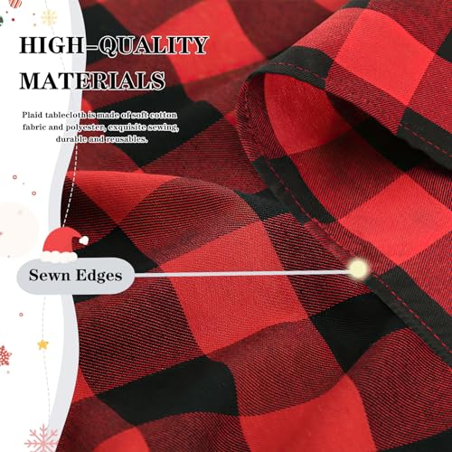 Checkered Tablecloth 56x120 Buffalo Plaid Gingham Cover for Indoor - Black Red