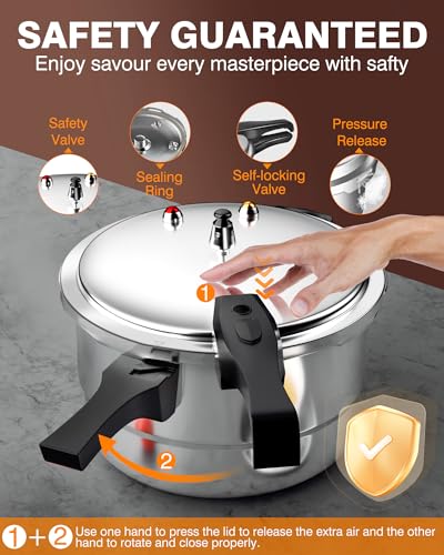 WantJoin 11Qt Aluminum Pressure Cooker with Safety Features - Compatible with Gas & Induction, Includes Canning Rack
