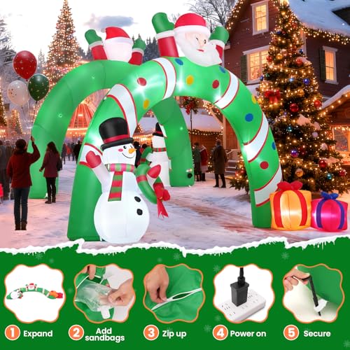 Whubefy 10.3Ft Christmas Inflatable Archway with Santa, Snowman & Gifts - Santa Archway (10.3FT-Santa Archway)