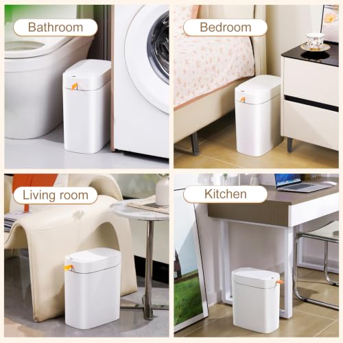 MUEE 3.5 Gal Automatic Sensor Trash Can with Bagging System - White