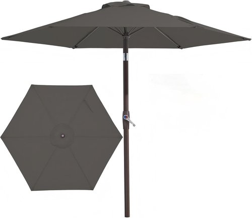 JEAREY 7.5FT Patio Umbrella - Market Table Umbrella with Push Button Tilt & Crank | Gray Outdoor Shade for Garden, Deck, and Pool