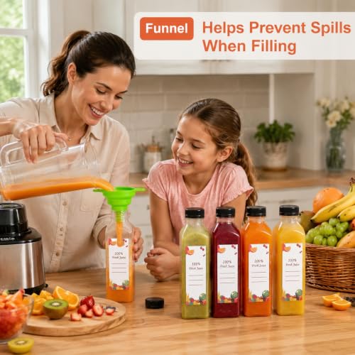 24oz Reusable Juice Bottles Set with Caps Labels Funnel Brush - OBKJJ 80pcs