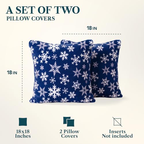 PAVILIA Snowflake Blue Holiday 18x18 Velvet Pillow Covers Set of 2