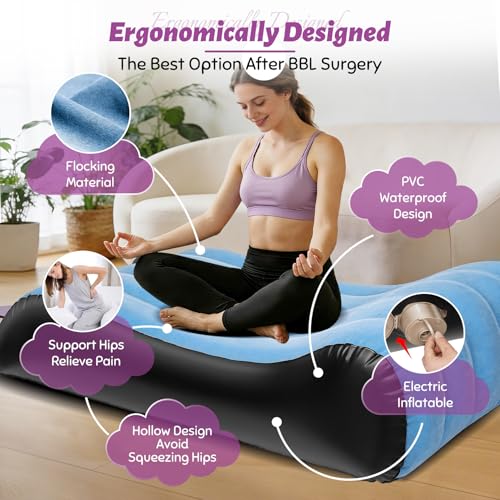 Blue Post-Surgery BBL Bed with Hole for Sleeping & Recovery - Wolfwo