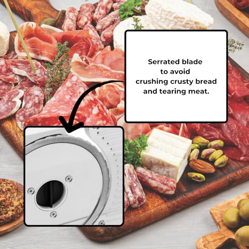 Adjustable 6.5-Inch Stainless Steel Deli Slicer with 11 x 11.8 x 8.1 Inch Base