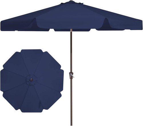 JEAREY 9 FT Patio Umbrella - Outdoor Market Umbrella with Push Button Tilt & Crank - Navy Blue