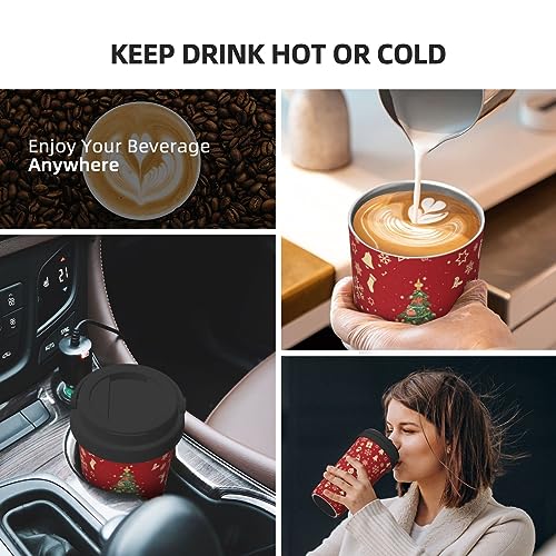 Bassyil Christmas 17oz Insulated Travel Mug with Flip Lid Stainless Steel Spill-Proof Cup