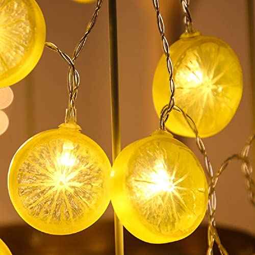 Lemon String Lights, Merdeco 10ft 20 LED Plug in Lemon String Lights Warm White Fairy Lights for Birthday Party Wedding Home Decoration