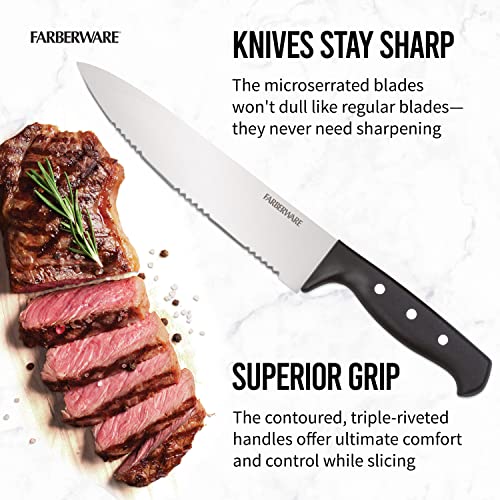 Farberware 22-Piece Knife Block Set - Never Needs Sharpening, High Carbon Stainless Steel