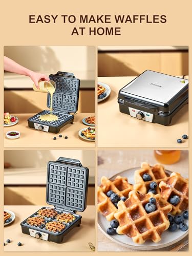 Belgian Waffle Maker 4 Slices, 1200W Iron