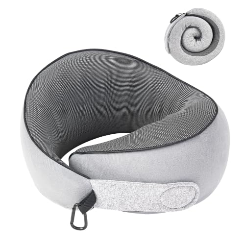 Grey Semicircular Travel Neck Pillow - Ergonomic Memory Foam Support for Airplanes & Travel