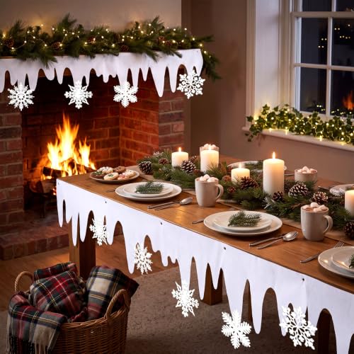 Winter Snow Awning Banner Kit - 4 Pcs 26ft Holiday Winter Decor with Snowflakes