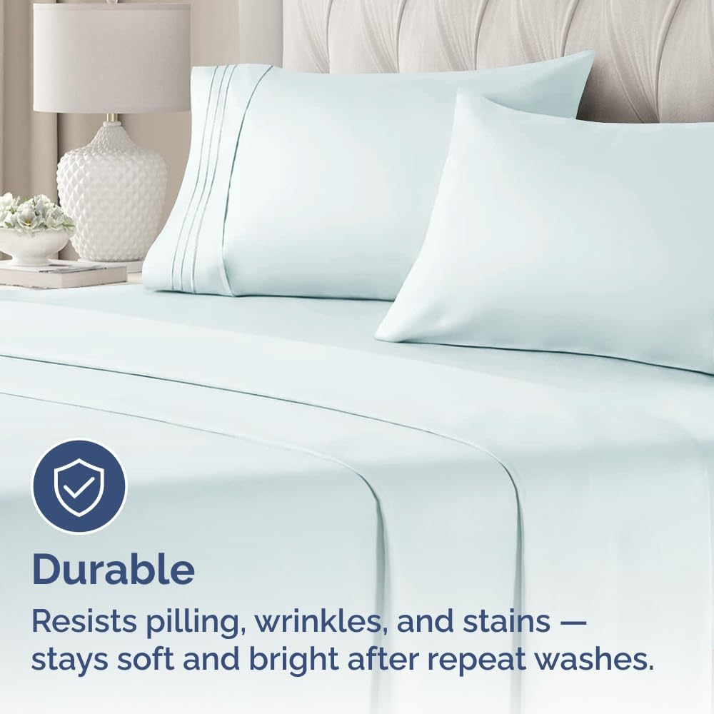 King Pillow Cases by [Brand Name] - Ultra Soft Hotel Quality Covers | Wrinkle-Free & Stain Resistant - Ice Blue - Set of 4