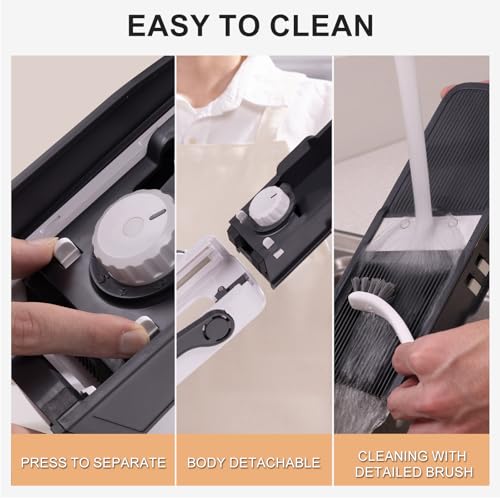 Mandoline Slicer for Kitchen Food Prep - Gray + White Adjustable Thickness