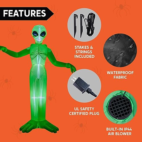 9FT Tall Halloween Inflatable Alien Outdoor Decoration with Built-in LEDs