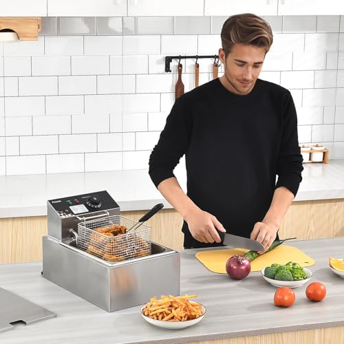 Electric Deep Fryer 10L/10.5QT Stainless Steel Commercial & Home Use with Basket & Temperature Control - Variation 81
