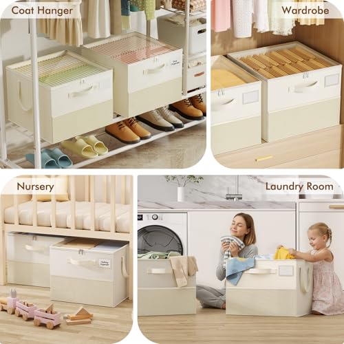 NestOrganix Beige Foldable Shoe Organizer for Closet, Holds 16-24 Pairs