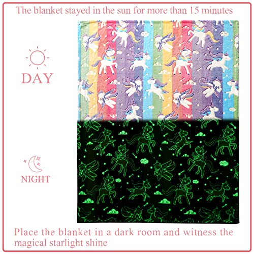 LIFEYJ Pink Unicorn Glow in The Dark Blanket for Girls, 50x60 Inches
