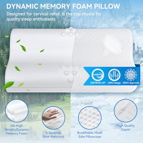 Queen Size Cervical Neck Pillow for Pain Relief Adjustable Memory Foam Bed Pillow