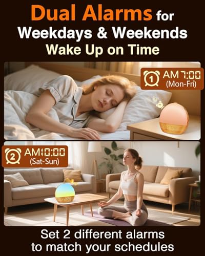 Wood Grain Sunrise Alarm Clock with Sound Machine - Natural Wake-Up Light