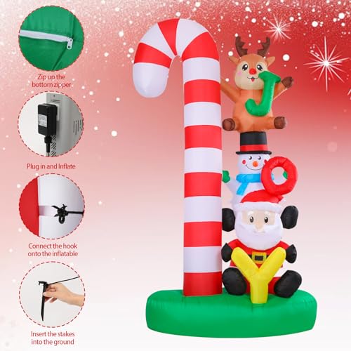 Aircity 8FT Giant Candy Cane Inflatable Christmas Outdoor Decor - Red-Candy Cane Variation