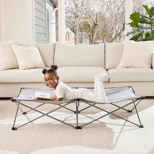 Regalo Grey Extra Long Portable Toddler Bed for Travel & Camping